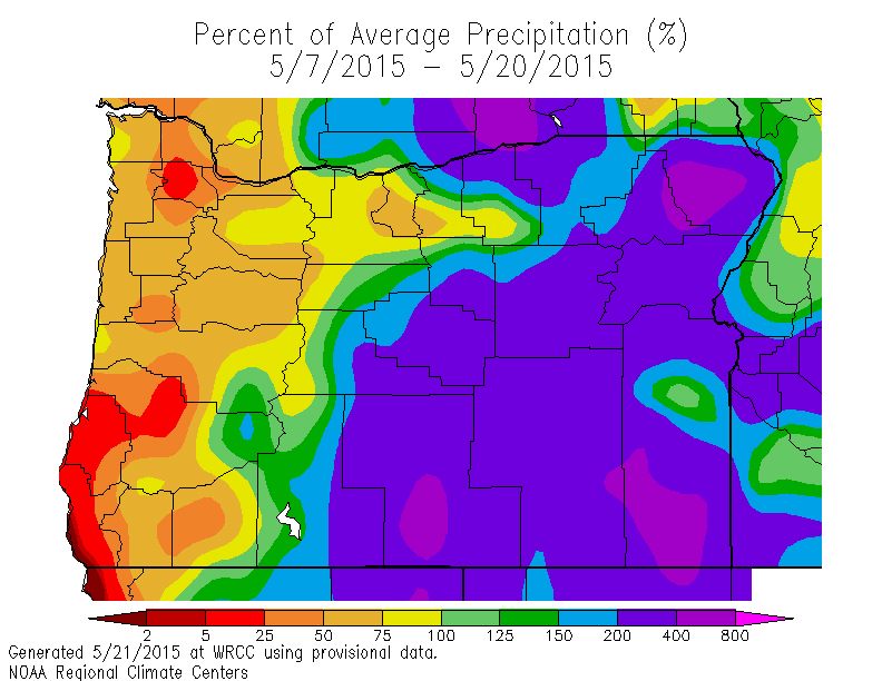 West of Cascades sees lower rainfall, east higher than usual