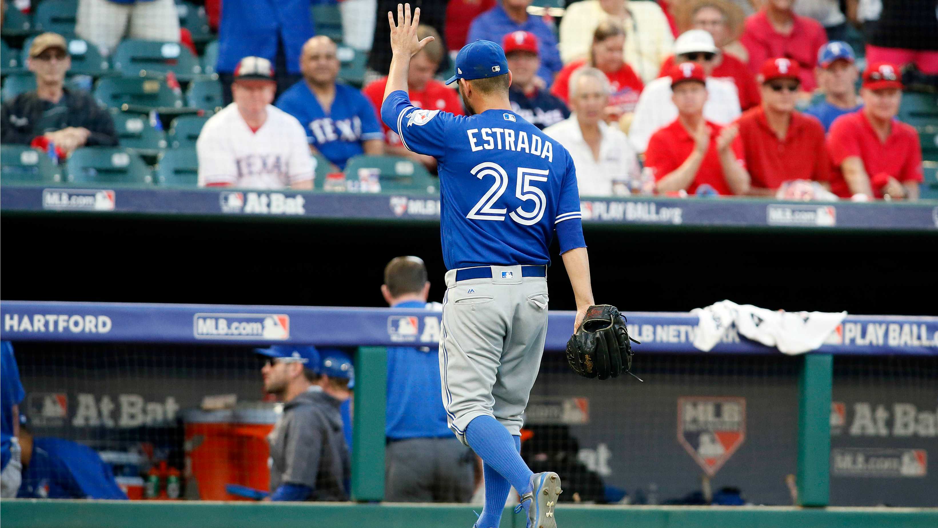 Estrada, Blue Jays romp in ALDS opener at Texas, Bautista HR