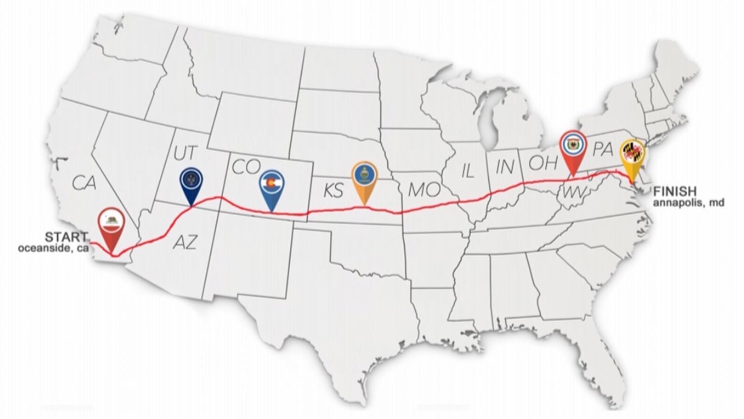 Race Across America 2024 Route Map - Minna Margery