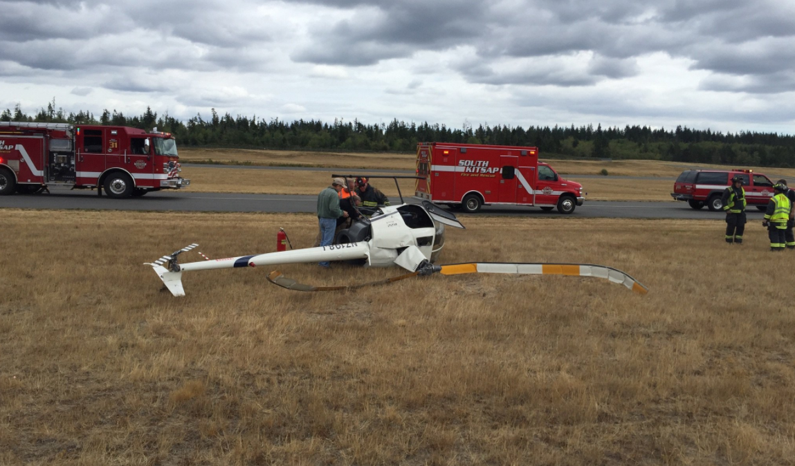 Pilot crashes helicopter at Bremerton National Airport