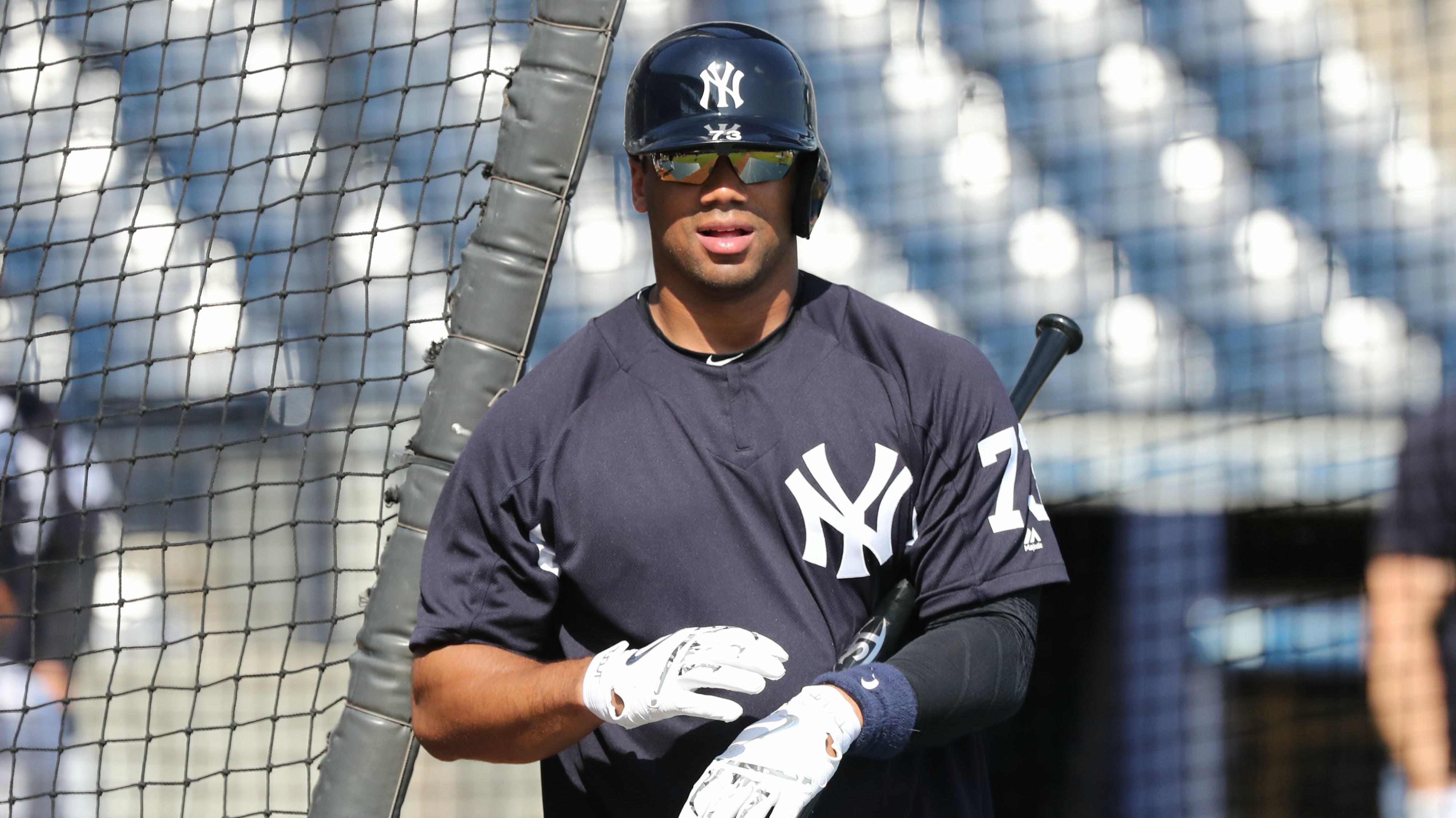 Russell Wilson strikes out in Yanks spring training debut