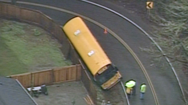 Student injured after school bus slides into ditch | king5.com